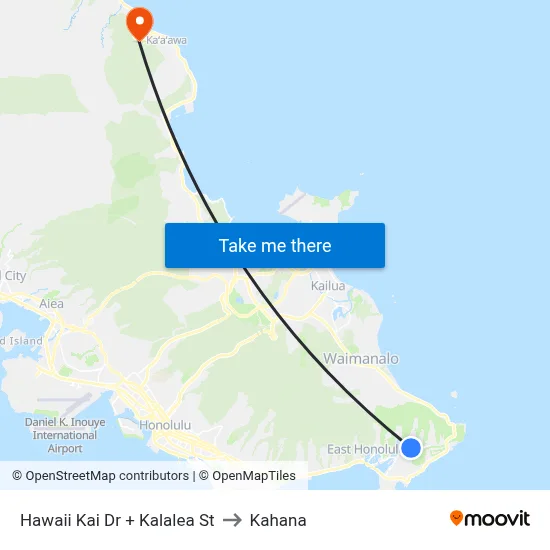 Hawaii Kai Dr + Kalalea St to Kahana map