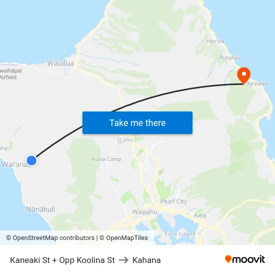 Kaneaki St + Opp Koolina St to Kahana map
