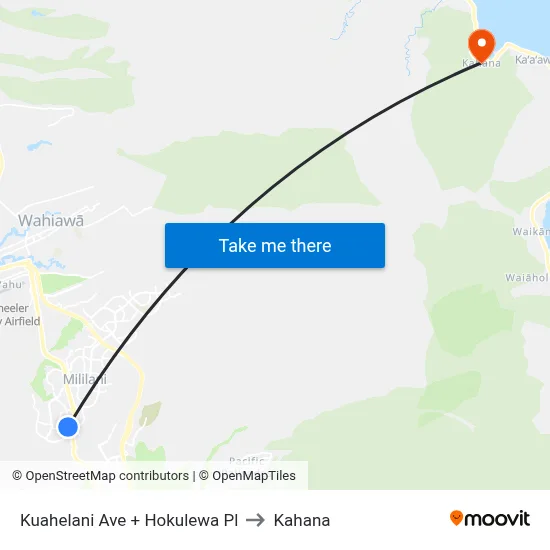 Kuahelani Ave + Hokulewa Pl to Kahana map