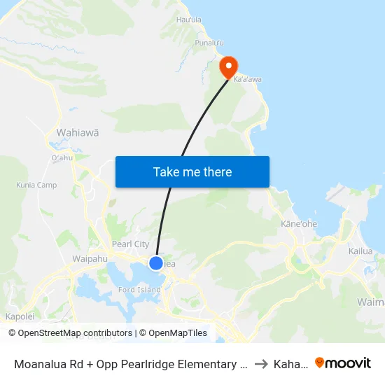 Moanalua Rd + Opp Pearlridge Elementary School to Kahana map