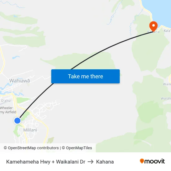 Kamehameha Hwy + Waikalani Dr to Kahana map