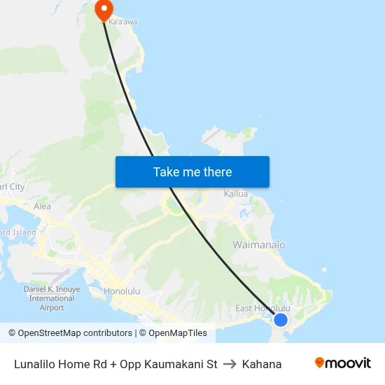 Lunalilo Home Rd + Opp Kaumakani St to Kahana map