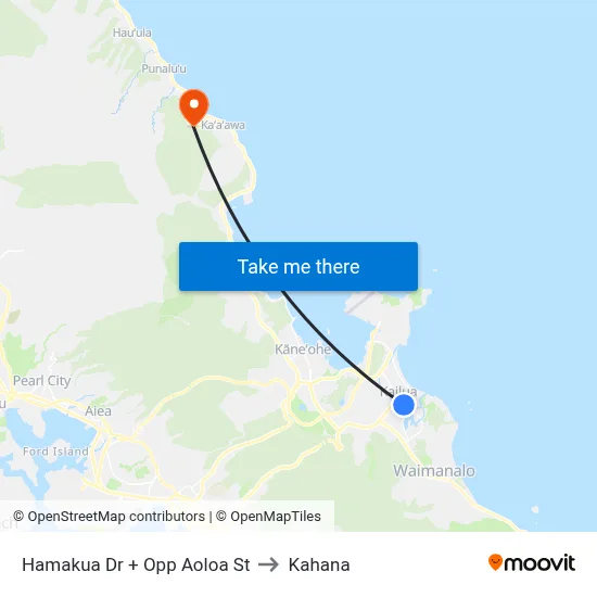 Hamakua Dr + Opp Aoloa St to Kahana map