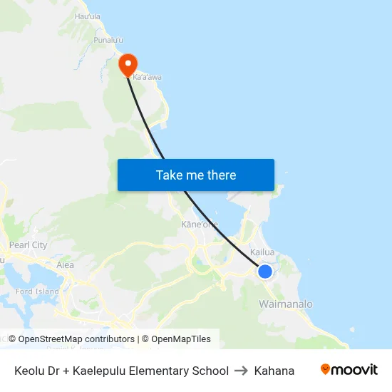 Keolu Dr + Kaelepulu Elementary School to Kahana map
