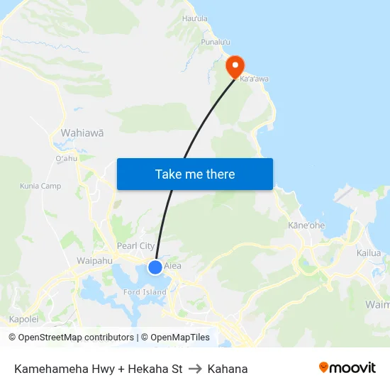 Kamehameha Hwy + Hekaha St to Kahana map