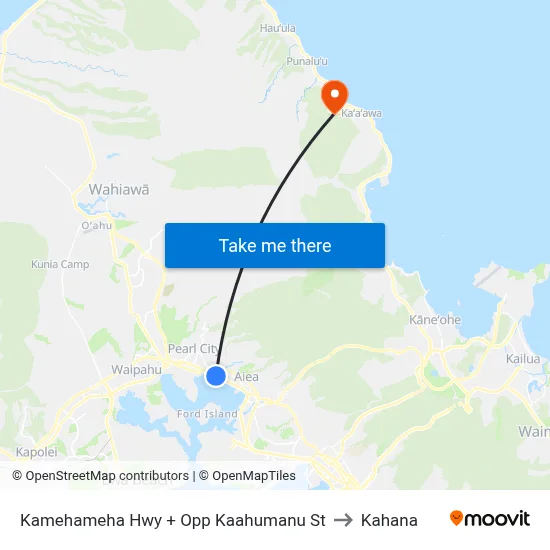 Kamehameha Hwy + Opp Kaahumanu St to Kahana map
