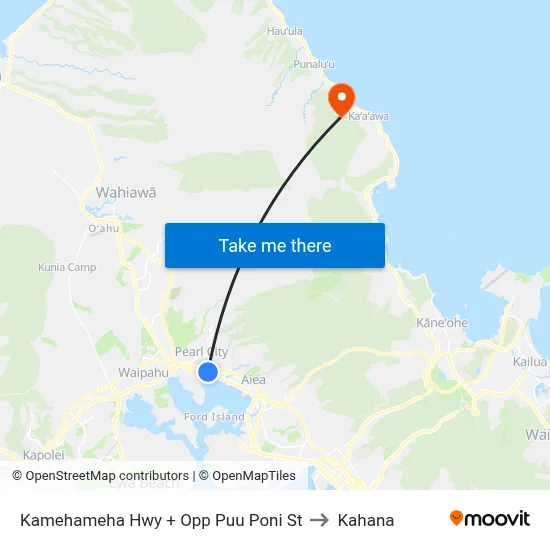Kamehameha Hwy + Opp Puu Poni St to Kahana map