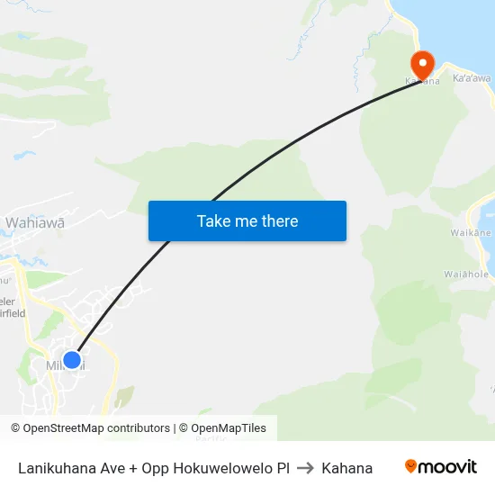 Lanikuhana Ave + Opp Hokuwelowelo Pl to Kahana map