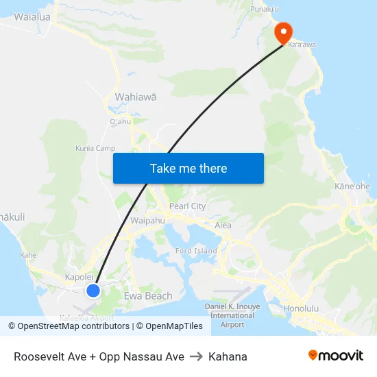 Roosevelt Ave + Opp Nassau Ave to Kahana map