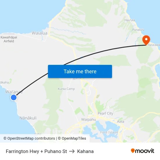 Farrington Hwy + Puhano St to Kahana map