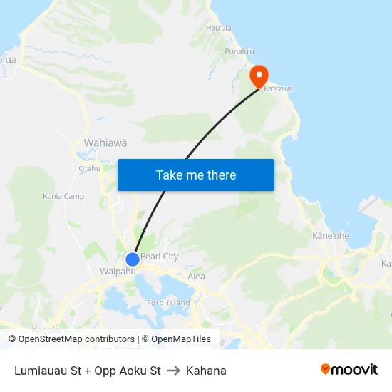 Lumiauau St + Opp Aoku St to Kahana map