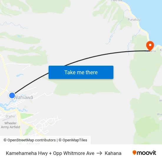 Kamehameha Hwy + Opp Whitmore Ave to Kahana map