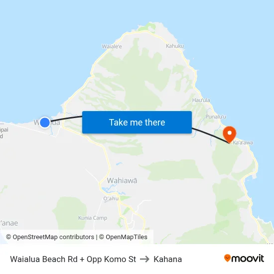 Waialua Beach Rd + Opp Komo St to Kahana map