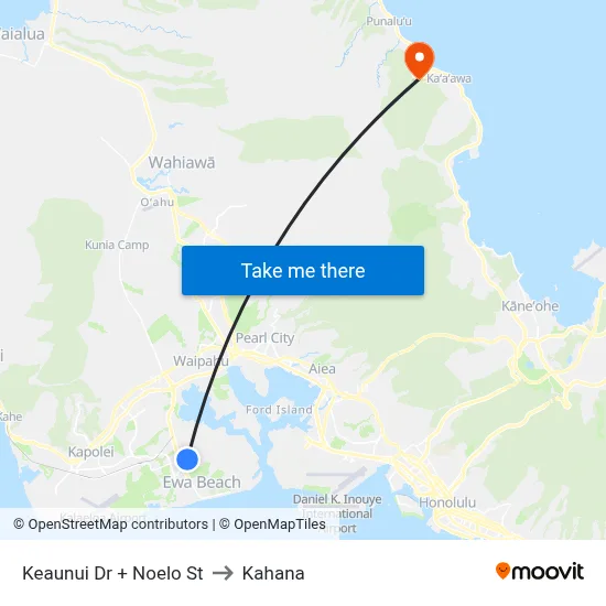 Keaunui Dr + Noelo St to Kahana map