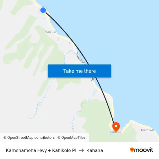 Kamehameha Hwy + Kahikole Pl to Kahana map