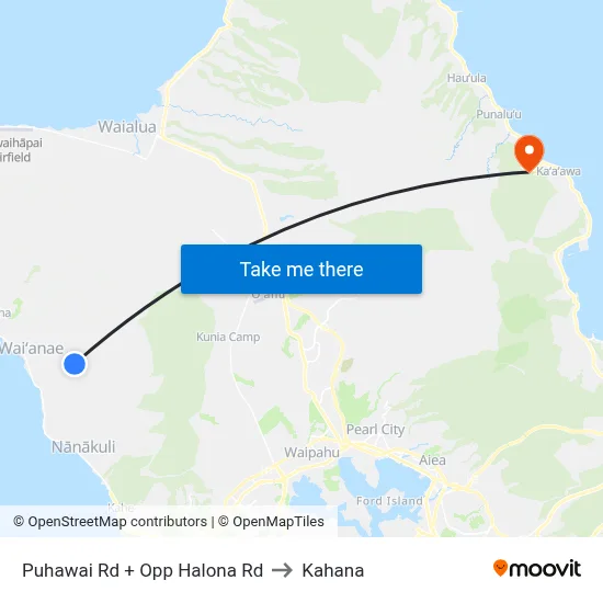 Puhawai Rd + Opp Halona Rd to Kahana map