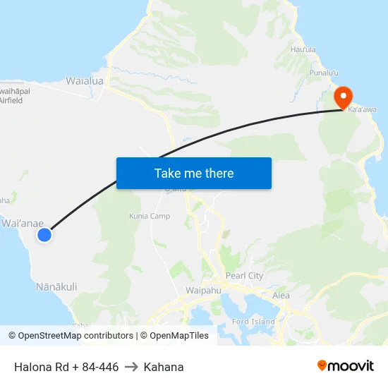 Halona Rd + 84-446 to Kahana map