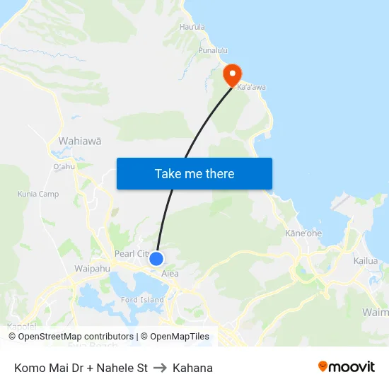 Komo Mai Dr + Nahele St to Kahana map