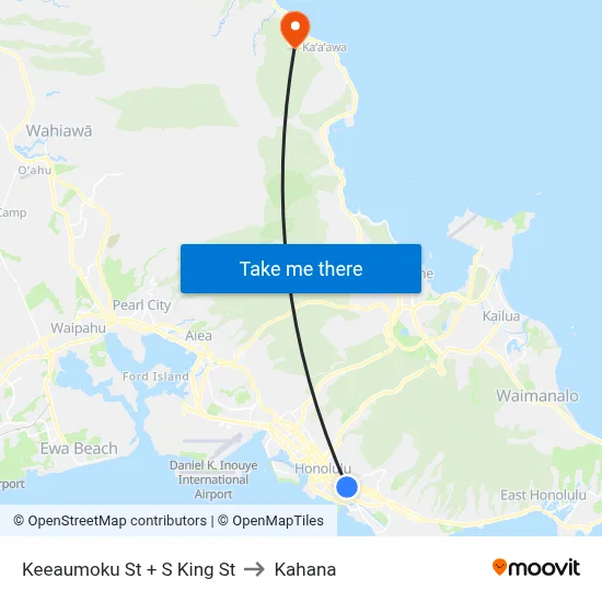 Keeaumoku St + S King St to Kahana map