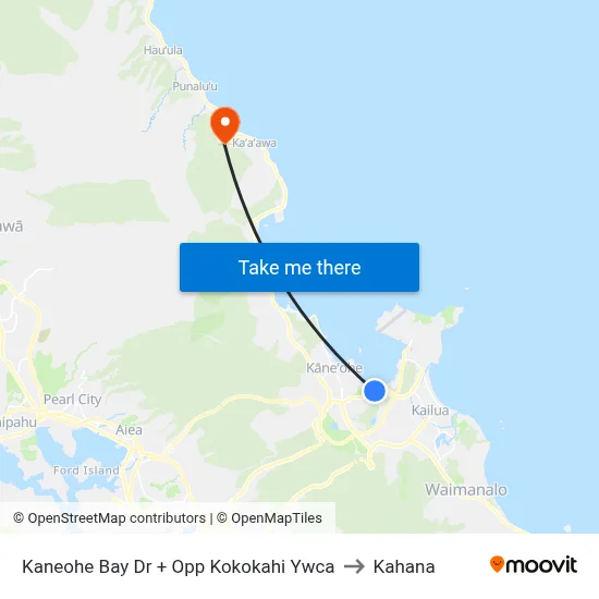 Kaneohe Bay Dr + Opp Kokokahi Ywca to Kahana map