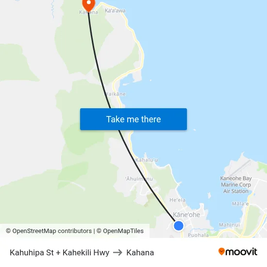 Kahuhipa St + Kahekili Hwy to Kahana map