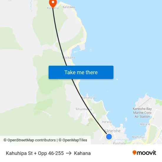 Kahuhipa St + Opp 46-255 to Kahana map