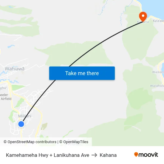 Kamehameha Hwy + Lanikuhana Ave to Kahana map