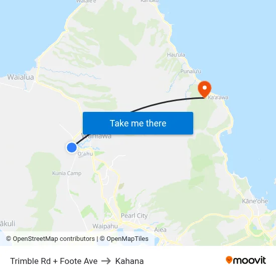 Trimble Rd + Foote Ave to Kahana map
