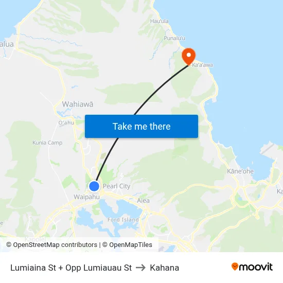 Lumiaina St + Opp Lumiauau St to Kahana map