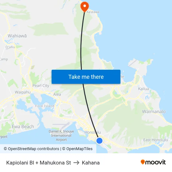 Kapiolani Bl + Mahukona St to Kahana map