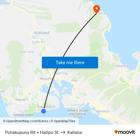 Pohakupuna Rd + Hailipo St to Kahana map