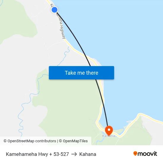 Kamehameha Hwy + 53-527 to Kahana map