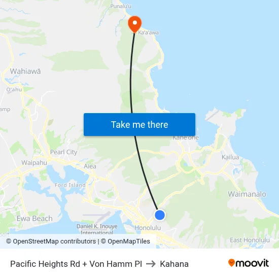 Pacific Heights Rd + Von Hamm Pl to Kahana map