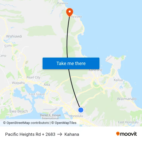 Pacific Heights Rd + 2683 to Kahana map