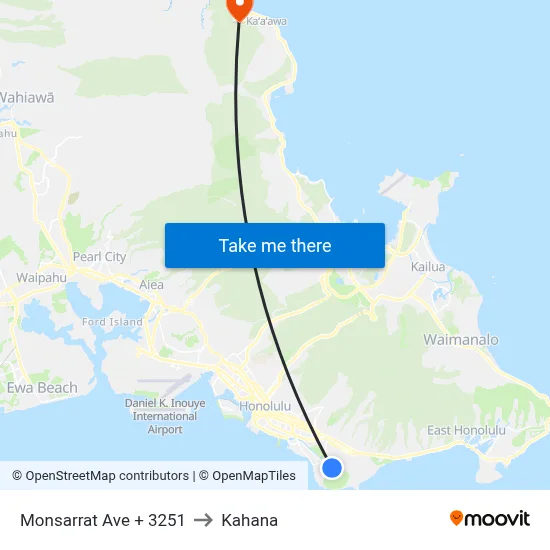 Monsarrat Ave + 3251 to Kahana map