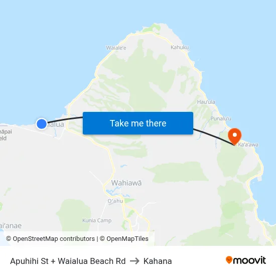 Apuhihi St + Waialua Beach Rd to Kahana map