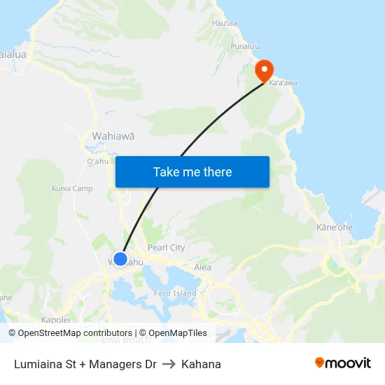 Lumiaina St + Managers Dr to Kahana map