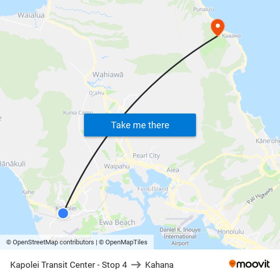 Kapolei Transit Center - Stop 4 to Kahana map