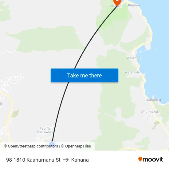 98-1810 Kaahumanu St to Kahana map
