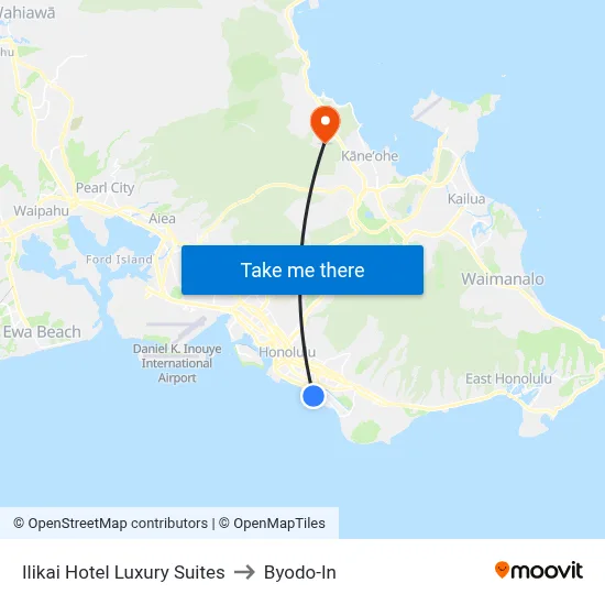 Ilikai Hotel Luxury Suites to Byodo-In map