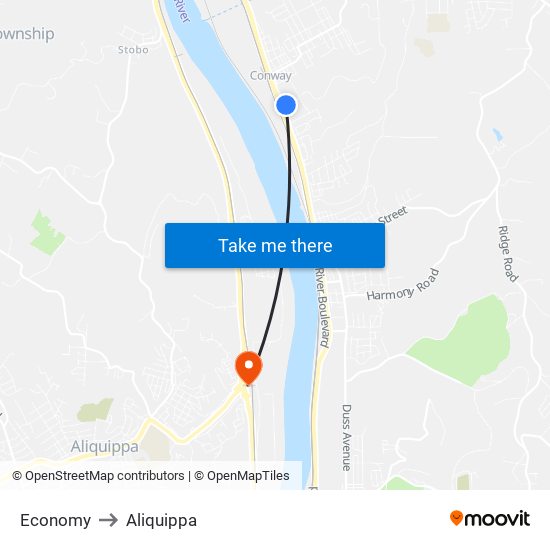 Economy to Aliquippa map