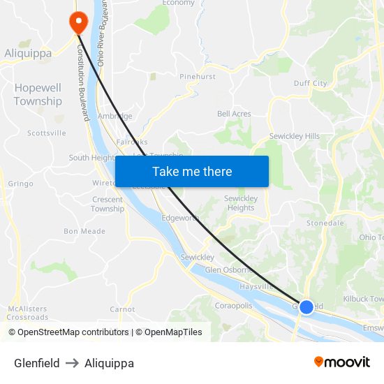 Glenfield to Aliquippa map