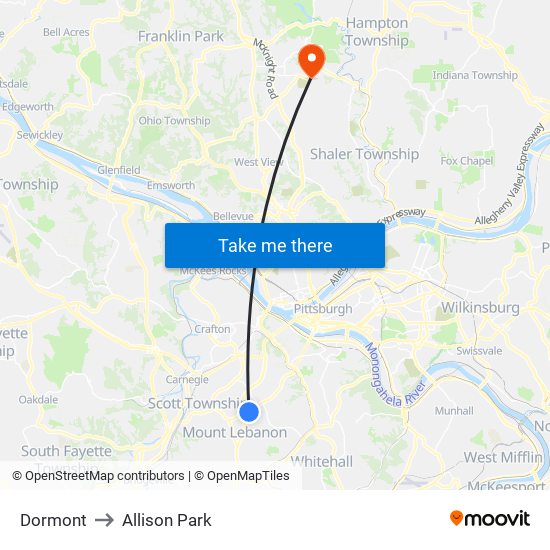 Dormont to Allison Park map