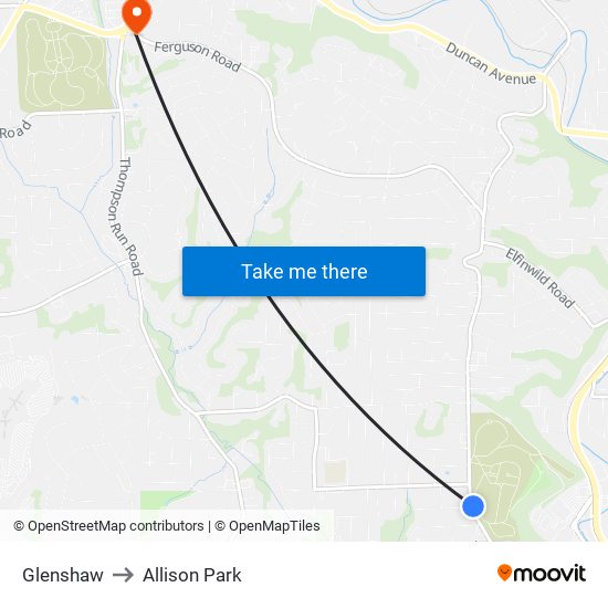 Glenshaw to Allison Park map