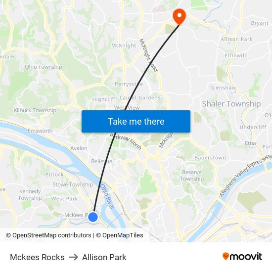 Mckees Rocks to Allison Park map