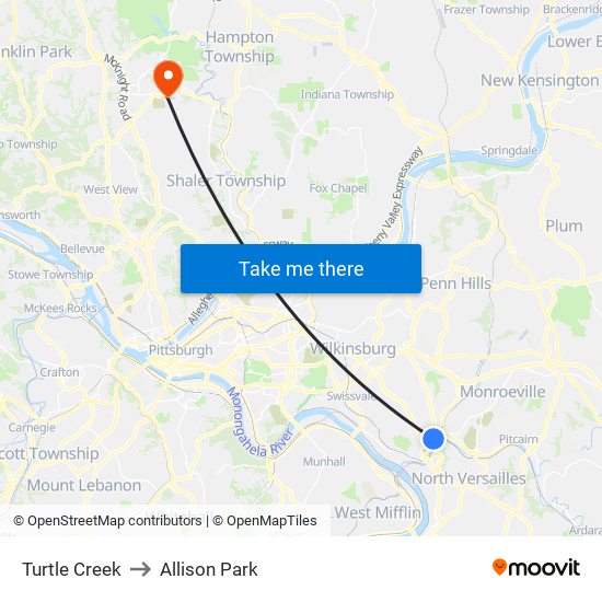 Turtle Creek to Allison Park map