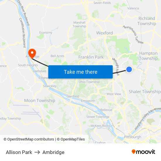 Allison Park to Ambridge map