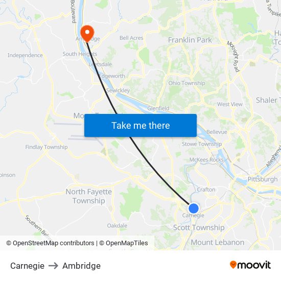 Carnegie to Ambridge map