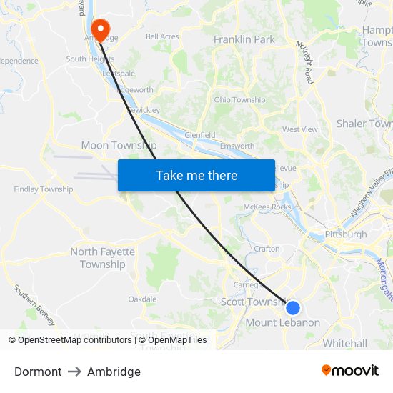 Dormont to Ambridge map