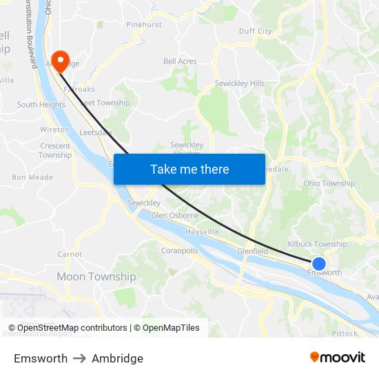 Emsworth to Ambridge map